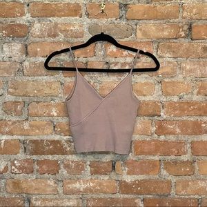 UO - Ribbed Cropped Tan Tank Top - Medium